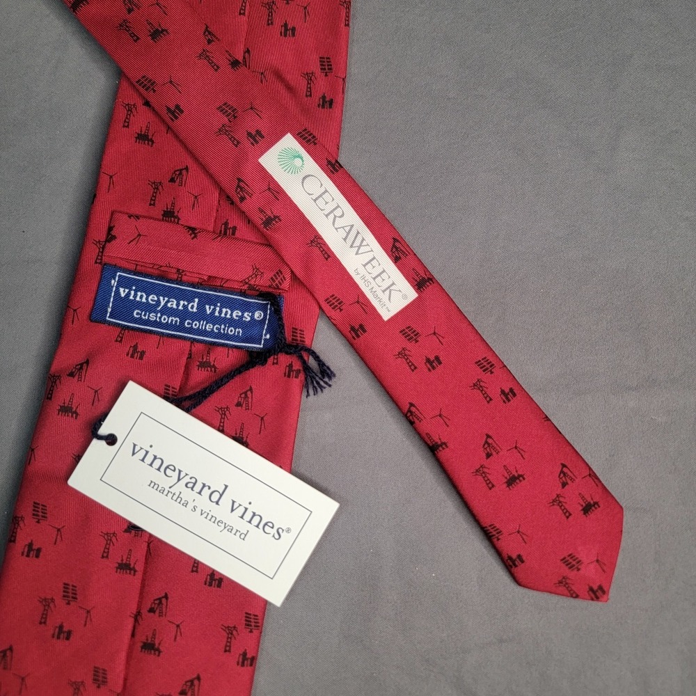 NEW Vineyard Vines Tie Mens 100% Silk Custom Collection Windmill Pumpjack AOP